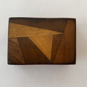 Vintage Handmade Wood Inlay Trinket Box